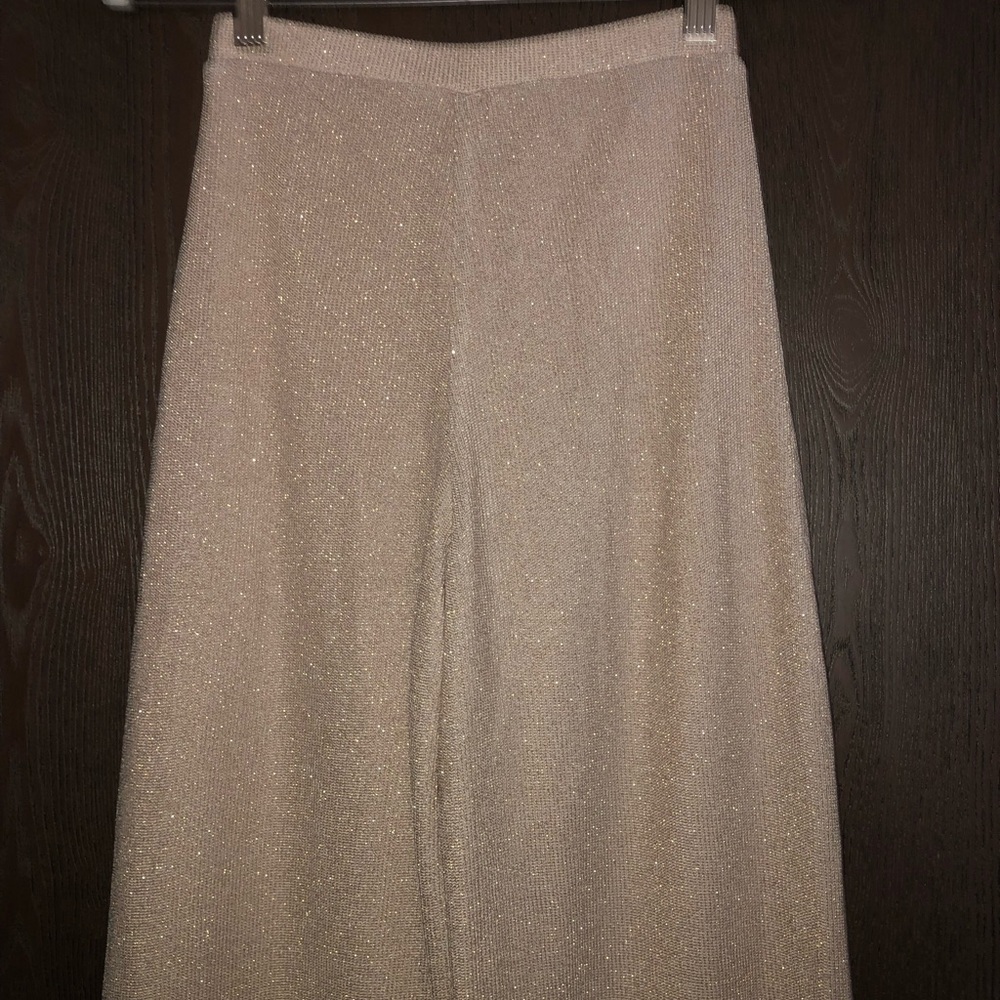 Feather Bone by Anthropologie sparkle knit wide leg pants size XXS - Picture 4 of 5